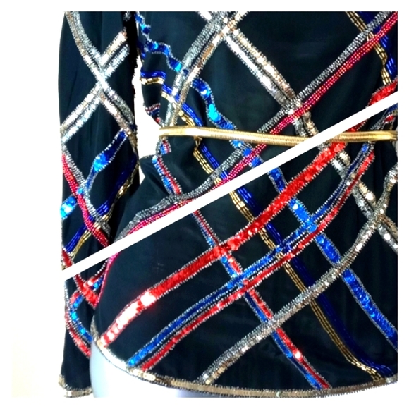 100% Silk "ARGENTI" Sequins & Beads Cocktail Vintage Top - Picture 1 of 14